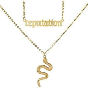 Vintage Layered Reputation Snake Necklace, Gothic Punk, Taylor Swift, Gold Tone